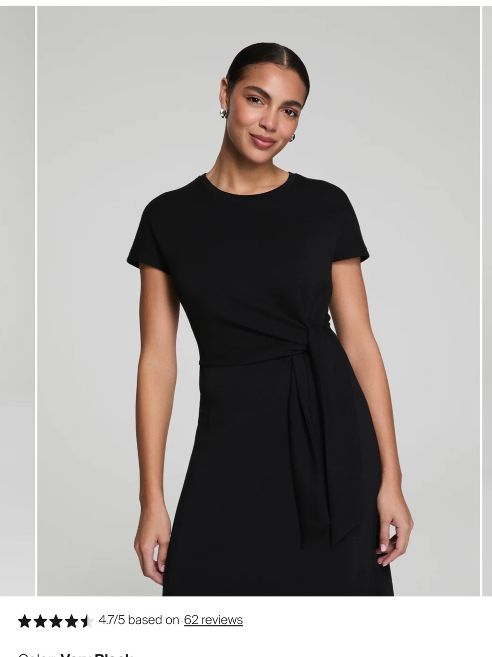 SPANX Black Short-Sleeve Tie-Waist Maxi Dress with Side Knot